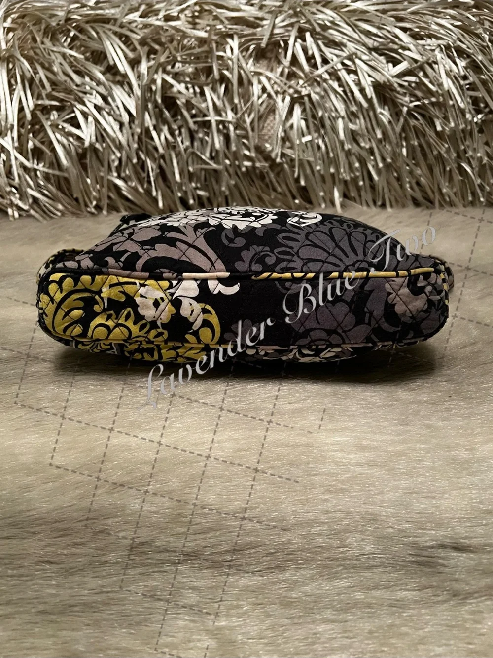VERA BRADLEY Baroque 2008 Zipper Hipster Crossbody Black Yellow Y2K Floral
